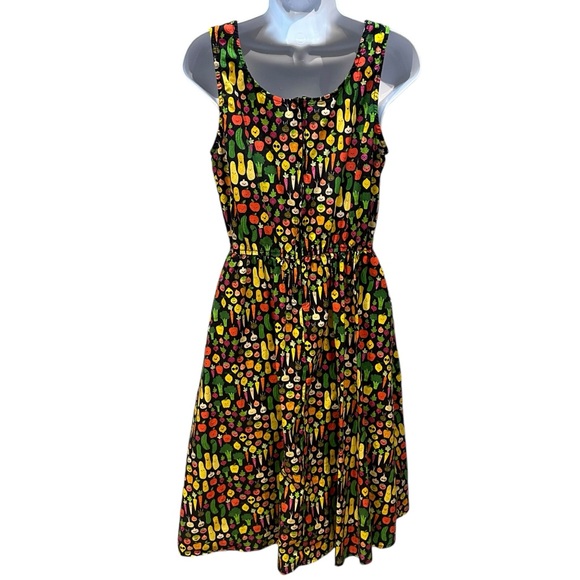 Retrolicious | Fruits and Veggies Vintage Inspired Fit & Flare Dress | Large - Picture 7 of 14